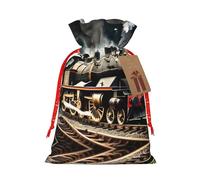 KoNsev Bolsas de Navidad con cordón, bolsas de regalo de Navidad 3D, bolsas de decoración de Halloween, bolsas de regalo de Navidad, bolsas de recuerdo de fiesta, impresión de tren de locomotora de