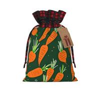 KoNsev Bolsas de Navidad con cordón, bolsas de regalo de Navidad a cuadros escoceses, bolsas de decoración de Halloween, bolsas de regalo de Navidad, estampado de zanahoria feliz