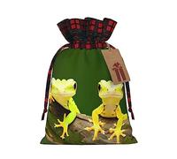 KoNsev Bolsas de Navidad con cordón, bolsas de regalo de Navidad a cuadros escoceses, bolsas de decoración de Halloween, bolsas de regalo de Navidad, impresión de dos gecos