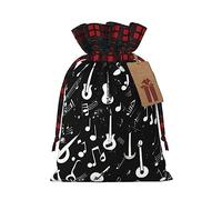 KoNsev Bolsas de Navidad con cordón, bolsas de regalo de Navidad a cuadros escoceses, bolsas de decoración de Halloween, bolsas de regalo de Navidad, símbolos musicales y estampado de amor