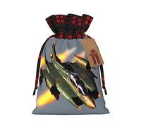 KoNsev Bolsas de Navidad con cordón, bolsas de regalo de Navidad a cuadros escoceses, bolsas de decoración de Halloween, bolsas de regalo de Navidad, impresión de Jet Fighters