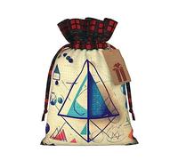 KoNsev Bolsas de Navidad con cordón, bolsas de regalo de Navidad a cuadros escoceses, bolsas de decoración de Halloween, bolsas de regalo de Navidad, impresión de cálculo geek de matemáticas