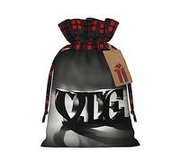 KoNsev Bolsas de Navidad con cordón, bolsas de regalo de Navidad a cuadros escoceses, bolsas de decoración de Halloween, bolsas de regalo de Navidad, impresión de fuente de amor