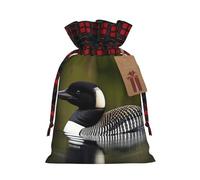 KoNsev Bolsas de Navidad con cordón, bolsas de regalo de Navidad a cuadros escoceses, bolsas de decoración de Halloween, bolsas de regalo de Navidad, impresión de pájaros de naturaleza loon