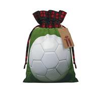 KoNsev Bolsas de Navidad con cordón, bolsas de regalo de Navidad a cuadros escoceses, bolsas de decoración de Halloween, bolsas de regalo de Navidad, impresión de pelota deportiva de fútbol