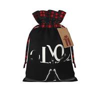 KoNsev Bolsas de Navidad con cordón, bolsas de regalo de Navidad a cuadros escoceses, bolsas de decoración de Halloween, bolsas de regalo de Navidad, estampado de gimnasia de amor