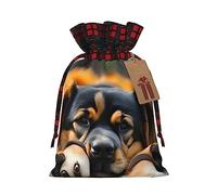 KoNsev Bolsas de Navidad con cordón, bolsas de regalo de Navidad a cuadros escoceses, bolsas de decoración de Halloween, bolsas de regalo de Navidad, estampado de huellas de perro amante
