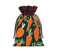 KoNsev Bolsas de Navidad con cordón, bolsas de regalo de Navidad a cuadros escoceses, bolsas de decoración de Halloween, bolsas de regalo de Navidad, estampado de zanahoria feliz sin costuras