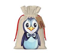 KoNsev Bonita bolsa de regalo con cordón con estampado de pingüino, regalo de vacaciones, decoración para suministros de fiesta de Navidad y Halloween, 8.3 x 11.8 pulgadas