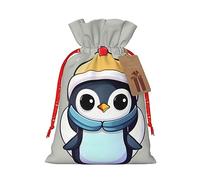 KoNsev Bonita bolsa de regalo con cordón con estampado de pingüino, regalo de vacaciones, decoración para Navidad y Halloween, suministros de fiesta de 4.7 x 6.9 pulgadas