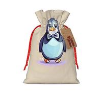 KoNsev Bonita bolsa de regalo con cordón con estampado de pingüino, regalo de vacaciones, decoraciones de regalos para suministros de fiesta de Navidad