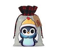 KoNsev Bonita bolsa de regalo con cordón con estampado de pingüino, regalo de vacaciones, suministros de Navidad, decoración de Halloween, 4.7 x 6.9 pulgadas