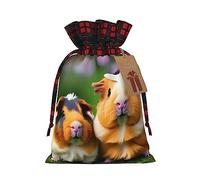 KoNsev Bonita bolsa de regalo con cordón de bloque de color de conejillos de indias, regalo de vacaciones, suministros de fiesta de Navidad de 8.3 x 11.8 pulgadas