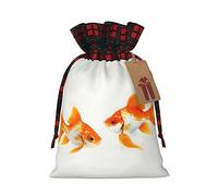 KoNsev Bonita bolsa de regalo con cordón de bloque de color de pez dorado, regalo de vacaciones, suministros de Navidad, decoración de Halloween, 4.7 x 6.9 pulgadas