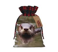 KoNsev Bonita bolsa de regalo con cordón de bloque de color de torre de agua, regalo de vacaciones, suministros de fiesta de Navidad de 8.3 x 11.8 pulgadas