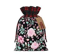 KoNsev Bonita bolsa de regalo con cordón de bloque de color rosa y leopardo, suministros de fiesta de Navidad, 8.3 x 11.8 pulgadas