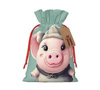 KoNsev Bonita bolsa de regalo con cordón de cerdo, regalo de vacaciones, decoración para suministros de fiesta de Navidad y Halloween, 8.3 x 11.8 pulgadas