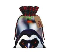 KoNsev Bonita bolsa de regalo con cordón de color de cabeza de pingüino, regalo de vacaciones, suministros de Navidad, decoración de Halloween, 4.7 x 6.9 pulgadas