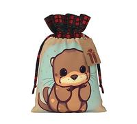 KoNsev Bonita bolsa de regalo con cordón de color nutria, regalo de vacaciones, suministros de Navidad, decoración de Halloween, 4.7 x 6.9 pulgadas