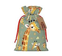 KoNsev Bonita bolsa de regalo con cordón de jirafas de dibujos animados salvajes, regalo de vacaciones, decoración para Navidad y Halloween, suministros de fiesta de 4.7 x 6.9 pulgadas