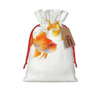 KoNsev Bonita bolsa de regalo con cordón de peces dorados, regalo de vacaciones, decoración para Navidad y Halloween, suministros de fiesta de 4.7 x 6.9 pulgadas