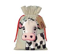 KoNsev Bonita bolsa de regalo con cordón de vaca blanca, regalo de vacaciones, decoración para suministros de fiesta de Navidad y Halloween, 8.3 x 11.8 pulgadas