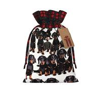 KoNsev Dachshund Weiner - Bolsa de regalo con cordón para perro, bloque de color, regalo de vacaciones, suministros de fiesta de Navidad de 8.3 x 11.8 pulgadas