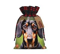 KoNsev Dachshund Weiner - Bolsa de regalo con cordón para perros y mascotas, bloque de color, regalo de vacaciones, suministros de Navidad, decoración de Halloween, 4.7 x 6.9 pulgadas