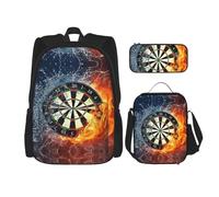 KoNsev Dart Board - 3 mochilas de 40,6 cm para escuela preescolar y lonchera para niños pequeños, Black, Talla única, Juego de mochila escolar