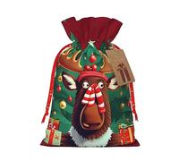 KoNsev Divertida bolsa de regalo con cordón de alce de Navidad, regalo de vacaciones, decoración para suministros de fiesta de Navidad y Halloween, 4.7 x 6.9 pulgadas