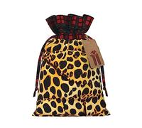 KoNsev Divertida bolsa de regalo con cordón de bloque de color con estampado de leopardo, regalo de vacaciones, suministros de fiesta de Navidad de 8.3 x 11.8 pulgadas