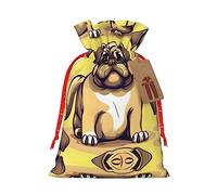 KoNsev Divertida bolsa de regalo con cordón de carlino de dibujos animados, regalo de vacaciones, decoraciones de regalos para suministros de fiesta de Navidad