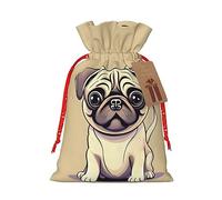 KoNsev Divertida bolsa de regalo con cordón para cachorros de carlino de dibujos animados, regalo de vacaciones, decoración para Navidad y suministros de fiesta de Halloween de 8.3 x 11.8 pulgadas