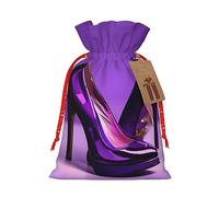 KoNsev Elegantes tacones altos morados con bolsa de regalo con cordón de lápiz labial, regalo de vacaciones, decoración para suministros de fiesta de Navidad y Halloween, 8.3 x 11.8 pulgadas