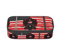 KoNsev Estuche organizador de escritorio de oficina con diseño de bandera de bombero, diseño de bandera de Estados Unidos, portátil, lindo papelería, para adultos, bolsa grande de almacenamiento para