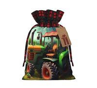 KoNsev Fantasy Farm Tractor - Bolsa de regalo con cordón de bloque de color, regalo de vacaciones, suministros de fiesta de Navidad 8.3 x 11.8 pulgadas