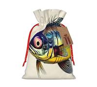 KoNsev Fly Yellow Fish - Bolsa de regalo con cordón, regalo de vacaciones, decoración para suministros de fiesta de Navidad y Halloween, 8.3 x 11.8 pulgadas