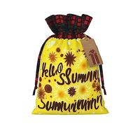 KoNsev Goodlooking Hello Nice Sunshines Bolsa de regalo con cordón de bloque de color, regalo de vacaciones, suministros de Navidad, decoración de Halloween 4.7 x 6.9 pulgadas