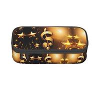 KoNsev Goodlooking Hello Nice Sunshines - Estuche organizador de escritorio de oficina portátil para adultos, bolsa grande para bolígrafos, Nota musical dorada con estrella brillante caída, Talla