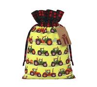 KoNsev Green Fields - Bolsa de regalo con cordón para máquina agrícola, bloque de color, regalo de vacaciones, suministros de Navidad, decoración de Halloween, 4.7 x 6.9 pulgadas
