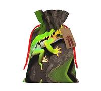 KoNsev Green Geckos - Bolsa de regalo con cordón, regalo de vacaciones, decoraciones de regalos para suministros de fiesta de Navidad