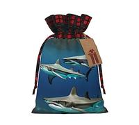 KoNsev Hammerhead Sharks Bolsa de regalo con cordón de bloque de color, regalo de vacaciones, suministros de fiesta de Navidad 8.3 x 11.8 pulgadas