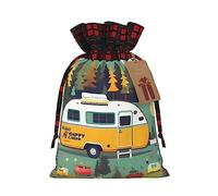 KoNsev Happy Bus Camper - Bolsa de regalo con cordón de bloque de color, regalo de vacaciones, suministros de fiesta de Navidad de 8.3 x 11.8 pulgadas