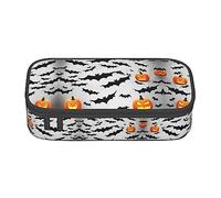 KoNsev Happy-Halloween-Day - Estuche para lápices con impresión de truco o trato, organizador de escritorio de oficina, portátil, lindo papelería, para adultos, bolsa grande de almacenamiento para