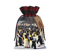 KoNsev Happy Penguins - Bolsa de regalo con cordón de bloque de color, suministros de Navidad, decoración de Halloween, 4.7 x 6.9 pulgadas