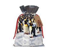 KoNsev Happy Penguins Bolsa de regalo con cordón, regalo de vacaciones, decoración para Navidad y Halloween, suministros de fiesta de 4.7 x 6.9 pulgadas