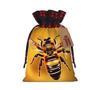 KoNsev Honey-Bee - Bolsa de regalo con cordón de bloque de color, regalo de vacaciones, suministros de Navidad, decoración de Halloween, 4.7 x 6.9 pulgadas