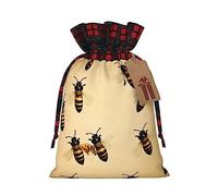 KoNsev Honey Bee - Bolsa de regalo con cordón de bloque de color, suministros de Navidad, decoración de Halloween, 4.7 x 6.9 pulgadas