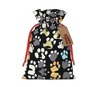 KoNsev Huellas de perro 2-escala estándar-2_00x bolsa de regalo con cordón, regalo de vacaciones, decoraciones de regalos para suministros de fiesta de Navidad
