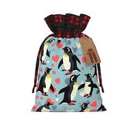 KoNsev I Love Penguins - Bolsa de regalo con cordón de bloque de color, suministros de Navidad, decoración de Halloween, 4.7 x 6.9 pulgadas